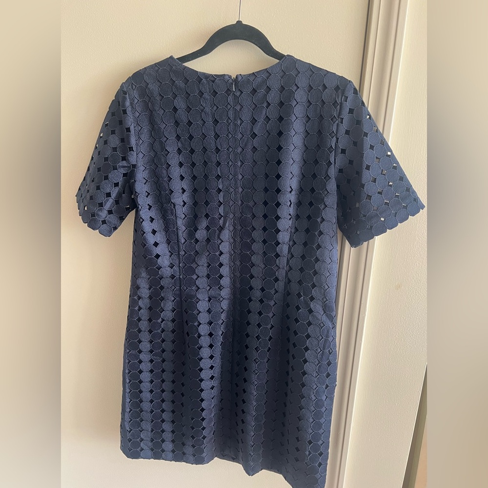 Banana Republic Navy Blue Eyelet Shift Dress Size 10 - Picture 3 of 4